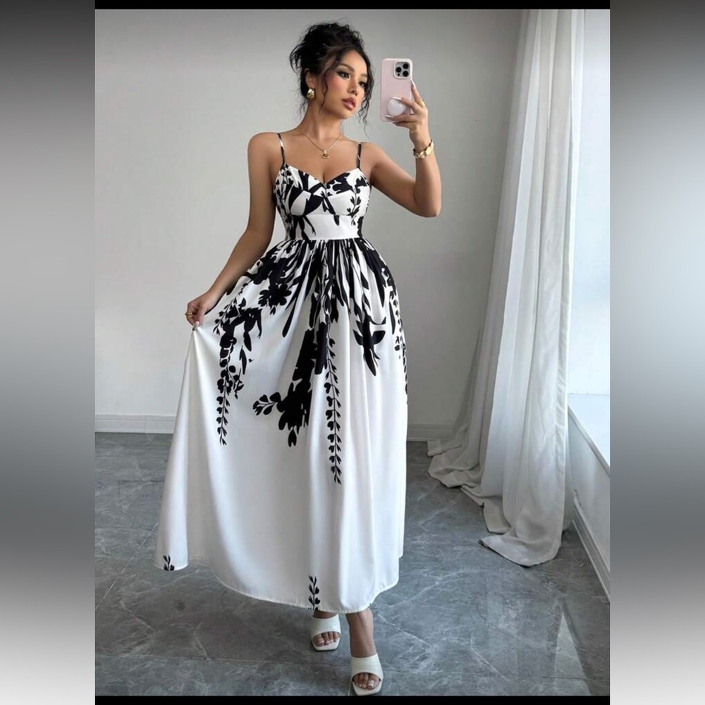 White and black dress